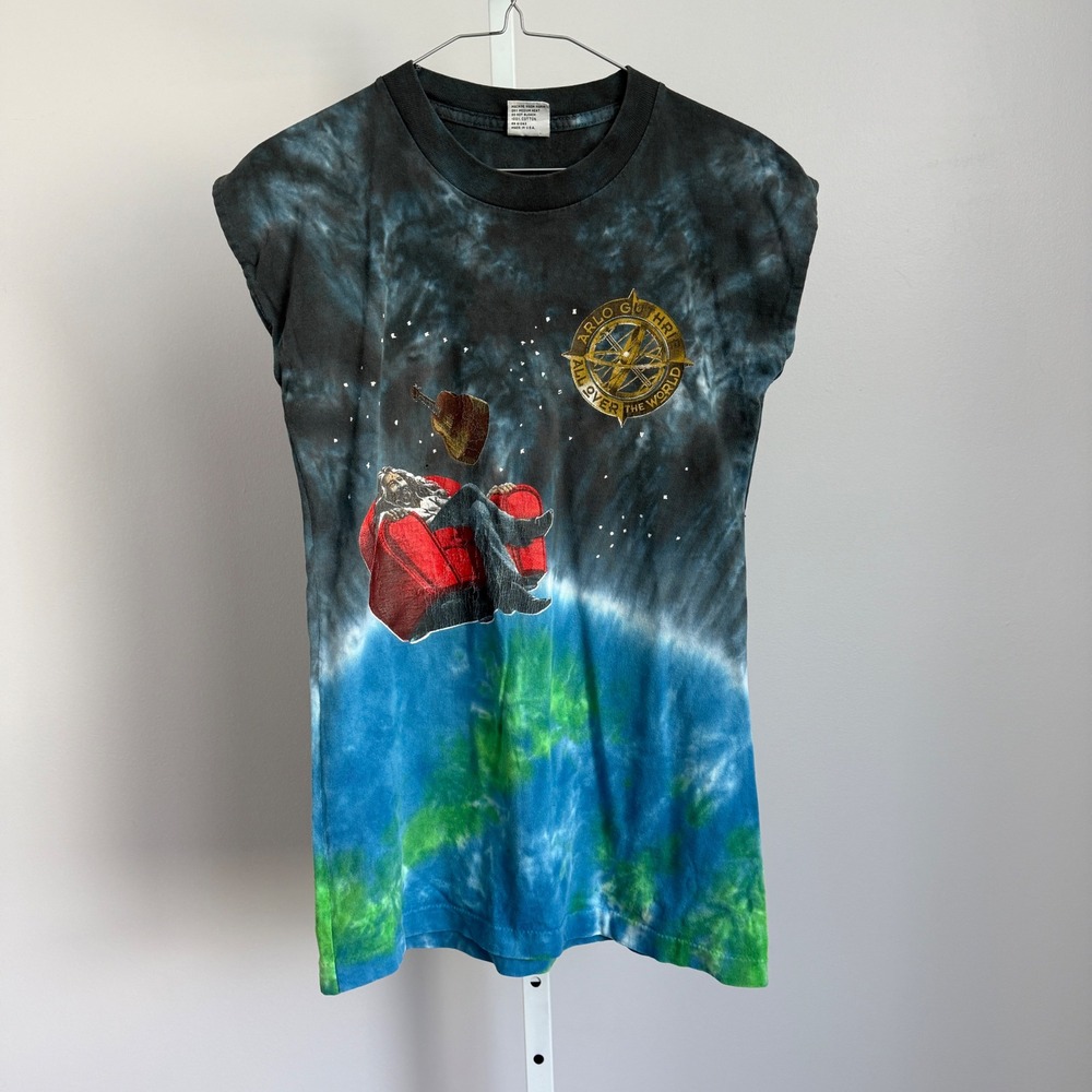 SunDog Cotton Boho Quirky Vintage 90s Arlo Guthrie Tie Dye T-Shirt Large Blue